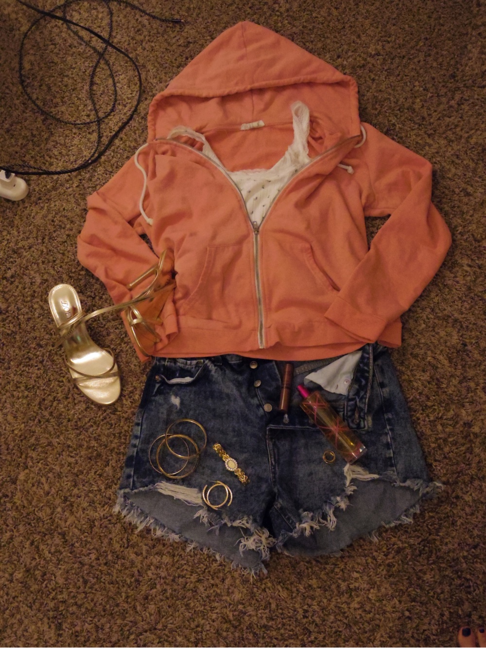 Forever 21 Coral Zip-Up Hoodie